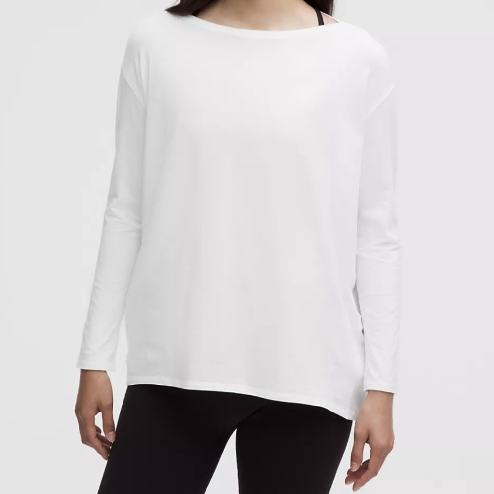 Lululemon Back In Action Organic Cotton Long-Sleeve Shirt White Size 8